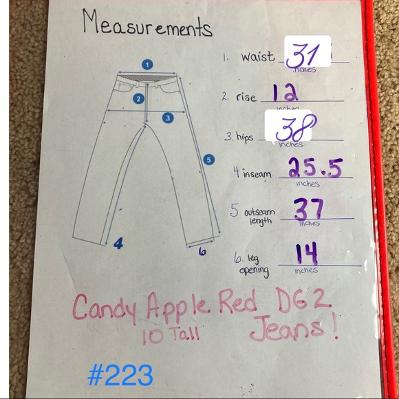 DG2 by Diane Gilman crop jeans, Bright Red, 10Tall - Picture 2 of 7